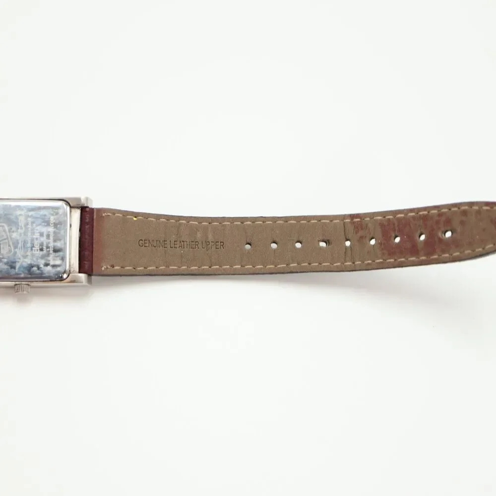 Vestal Electro Women's Tank Watch 24mm Rectangle Black Dial Brown Leather Strap